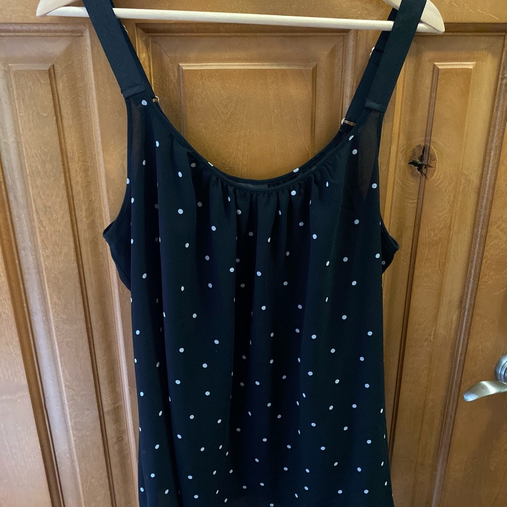Whisper light crêpe polkadot top